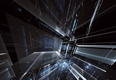 Bilgisayar soyut tehnology görüntü oluşturulur. Üç boyutlu 3d fraktal, doku