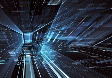 Bilgisayar soyut tehnology görüntü oluşturulur. Üç boyutlu 3d fraktal, doku