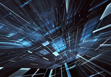 Bilgisayar soyut tehnology görüntü oluşturulur. Üç boyutlu 3d fraktal, doku