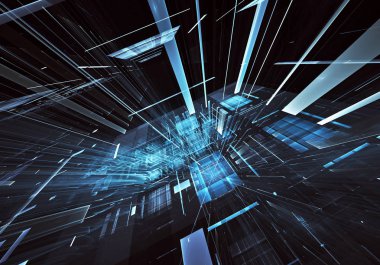 Bilgisayar soyut tehnology görüntü oluşturulur. Üç boyutlu 3d fraktal, doku