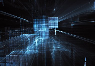 Bilgisayar soyut tehnology görüntü oluşturulur. Üç boyutlu 3d fraktal, doku