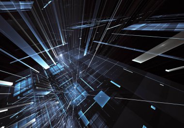 Bilgisayar soyut tehnology görüntü oluşturulur. Üç boyutlu 3d fraktal, doku