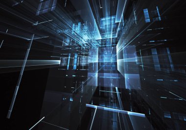 Bilgisayar soyut tehnology görüntü oluşturulur. Üç boyutlu 3d fraktal, doku