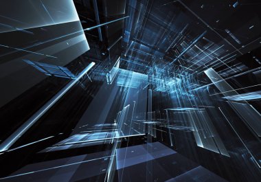 Bilgisayar soyut tehnology görüntü oluşturulur. Üç boyutlu 3d fraktal, doku