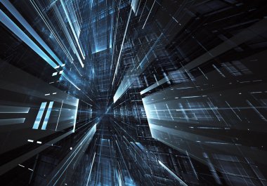 Bilgisayar soyut tehnology görüntü oluşturulur. Üç boyutlu 3d fraktal, doku