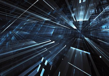 Bilgisayar soyut tehnology görüntü oluşturulur. Üç boyutlu 3d fraktal, doku