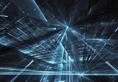 Bilgisayar soyut tehnology görüntü oluşturulur. Üç boyutlu 3d fraktal, doku