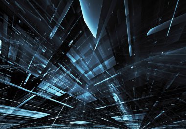 Bilgisayar soyut tehnology görüntü oluşturulur. Üç boyutlu 3d fraktal, doku