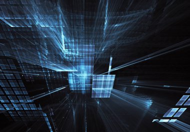 Bilgisayar soyut tehnology görüntü oluşturulur. Üç boyutlu 3d fraktal, doku