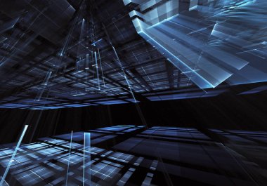 Bilgisayar soyut tehnology görüntü oluşturulur. Üç boyutlu 3d fraktal, doku