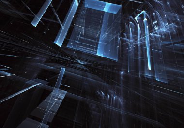 Bilgisayar soyut tehnology görüntü oluşturulur. Üç boyutlu 3d fraktal, doku