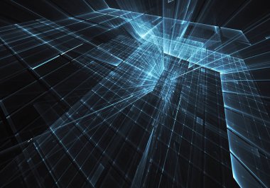 Bilgisayar soyut tehnology görüntü oluşturulur. Üç boyutlu 3d fraktal, doku