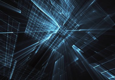 Bilgisayar soyut tehnology görüntü oluşturulur. Üç boyutlu 3d fraktal, doku