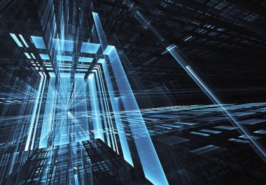 Bilgisayar soyut tehnology görüntü oluşturulur. Üç boyutlu 3d fraktal, doku