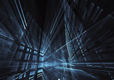 Bilgisayar soyut tehnology görüntü oluşturulur. Üç boyutlu 3d fraktal, doku