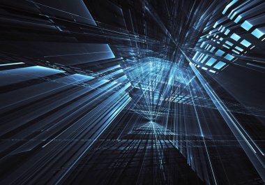 Bilgisayar soyut tehnology görüntü oluşturulur. Üç boyutlu 3d fraktal, doku