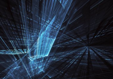 Bilgisayar soyut tehnology görüntü oluşturulur. Üç boyutlu 3d fraktal, doku