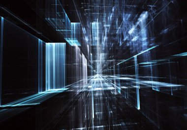 Bilgisayar soyut tehnology görüntü oluşturulur. Üç boyutlu 3d fraktal, doku