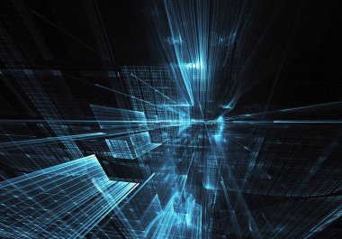 Bilgisayar soyut tehnology görüntü oluşturulur. Üç boyutlu 3d fraktal, doku