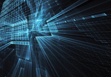 Bilgisayar soyut tehnology görüntü oluşturulur. Üç boyutlu 3d fraktal, doku