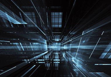 Bilgisayar soyut tehnology görüntü oluşturulur. Üç boyutlu 3d fraktal, doku