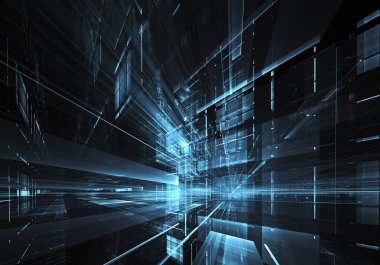 Bilgisayar soyut tehnology görüntü oluşturulur. Üç boyutlu 3d fraktal, doku