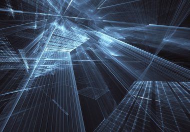 Bilgisayar soyut tehnology görüntü oluşturulur. Üç boyutlu 3d fraktal, doku