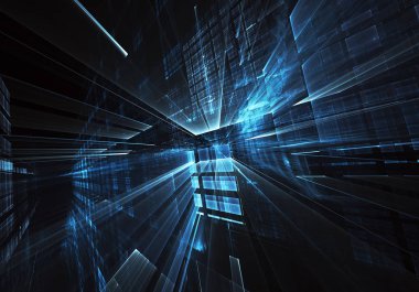 Bilgisayar soyut tehnology görüntü oluşturulur. Üç boyutlu 3d fraktal, doku