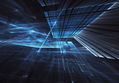 Bilgisayar soyut tehnology görüntü oluşturulur. Üç boyutlu 3d fraktal, doku