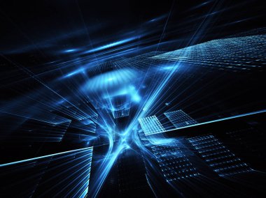 Bilgisayar soyut tehnology görüntü oluşturulur. Üç boyutlu 3d fraktal, doku