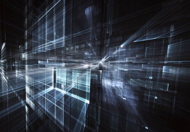 Bilgisayar soyut tehnology görüntü oluşturulur. Üç boyutlu 3d fraktal, doku