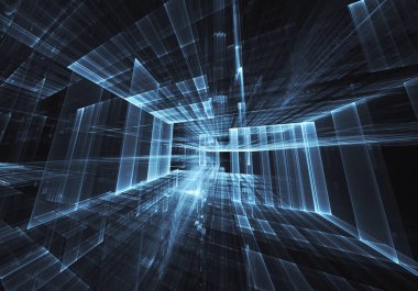 Bilgisayar soyut tehnology görüntü oluşturulur. Üç boyutlu 3d fraktal, doku