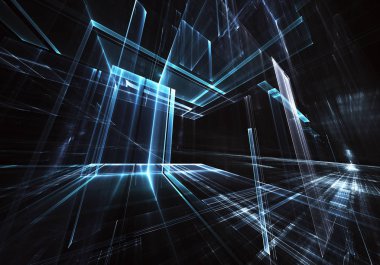 Bilgisayar soyut tehnology görüntü oluşturulur. Üç boyutlu 3d fraktal, doku