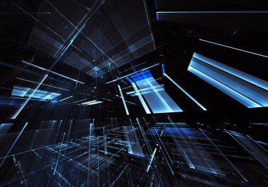 Bilgisayar soyut tehnology görüntü oluşturulur. Üç boyutlu 3d fraktal, doku