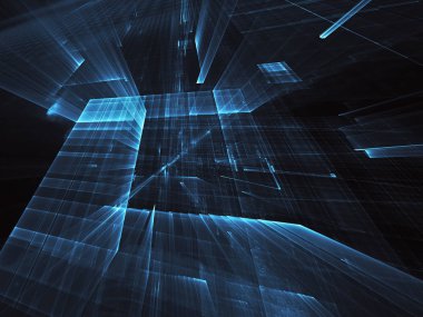 Bilgisayar soyut tehnology görüntü oluşturulur. Üç boyutlu 3d fraktal, doku