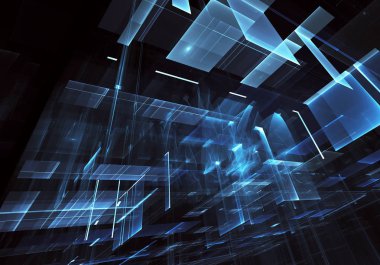 Bilgisayar soyut tehnology görüntü oluşturulur. Üç boyutlu 3d fraktal, doku