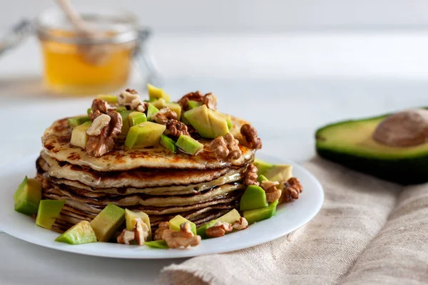 Pancakes Honey Nuts — Stock Photo, Image