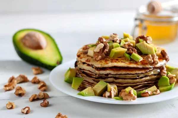 Pancakes Honey Nuts — Stock Photo, Image