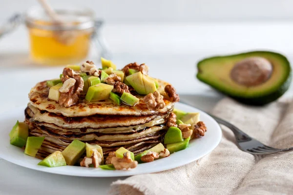 Pancakes Honey Nuts — Stock Photo, Image