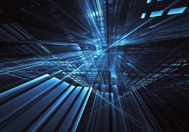 Bilgisayar soyut tehnology görüntü oluşturulur. Üç boyutlu 3d fraktal, doku