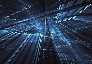 Bilgisayar soyut tehnology görüntü oluşturulur. Üç boyutlu 3d fraktal, doku