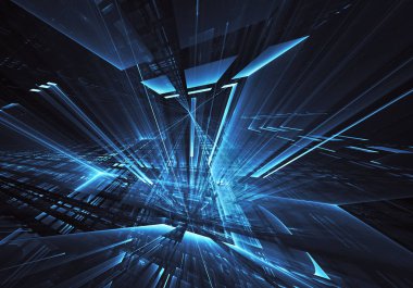 Bilgisayar soyut tehnology görüntü oluşturulur. Üç boyutlu 3d fraktal, doku