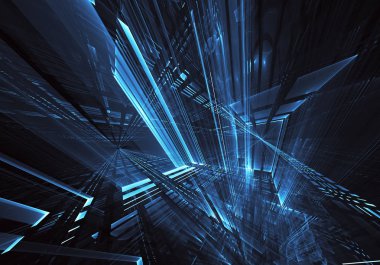 Bilgisayar soyut tehnology görüntü oluşturulur. Üç boyutlu 3d fraktal, doku