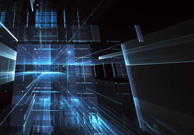 Bilgisayar soyut tehnology görüntü oluşturulur. Üç boyutlu 3d fraktal, doku