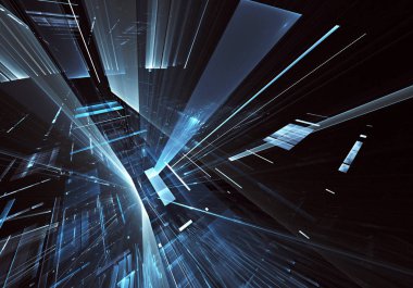 Bilgisayar soyut tehnology görüntü oluşturulur. Üç boyutlu 3d fraktal, doku