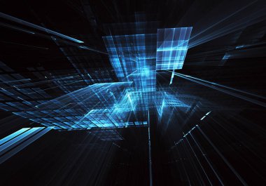 Bilgisayar soyut tehnology görüntü oluşturulur. Üç boyutlu 3d fraktal, doku