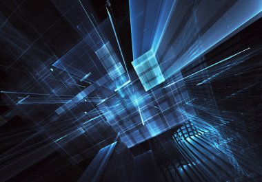 Bilgisayar soyut tehnology görüntü oluşturulur. Üç boyutlu 3d fraktal, doku