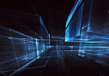 Bilgisayar soyut tehnology görüntü oluşturulur. Üç boyutlu 3d fraktal, doku