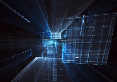 Bilgisayar soyut tehnology 3d görüntü oluşturulur. Üç boyutlu 3d fraktal, doku