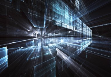 Bilgisayar soyut tehnology 3d görüntü oluşturulur. Üç boyutlu 3d fraktal, doku